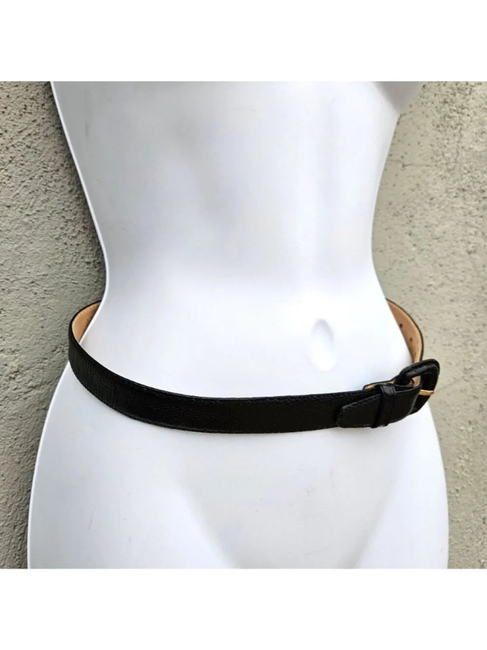 Vintage 80s Nordstrom Black Genuine Lizard Skin Belt Size S 23-27